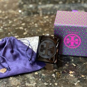 Tory Burch Black Miller Resin Cuff Bracelet